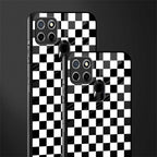black & white check pattern glass case for realme narzo 30a image-2