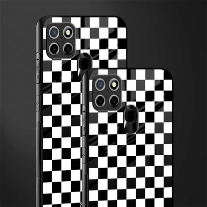 black & white check pattern glass case for realme narzo 30a image-2