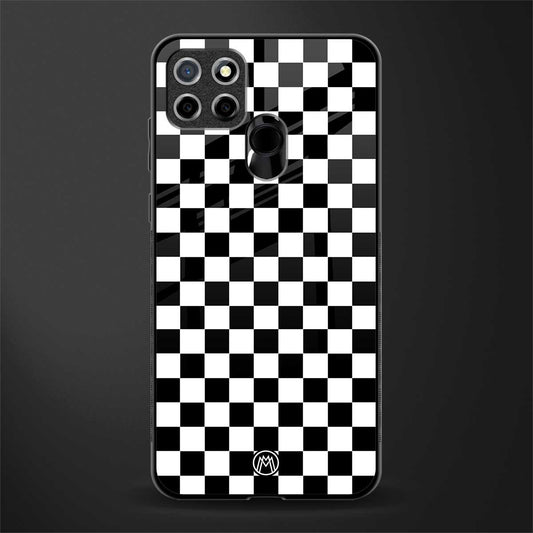 black & white check pattern glass case for realme narzo 20 image