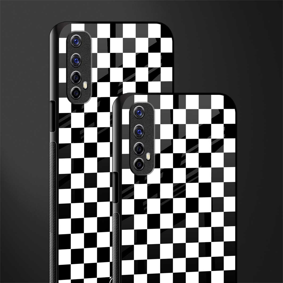 black & white check pattern glass case for realme narzo 20 pro image-2