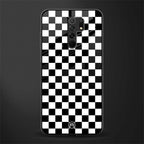 black & white check pattern glass case for poco m2 image