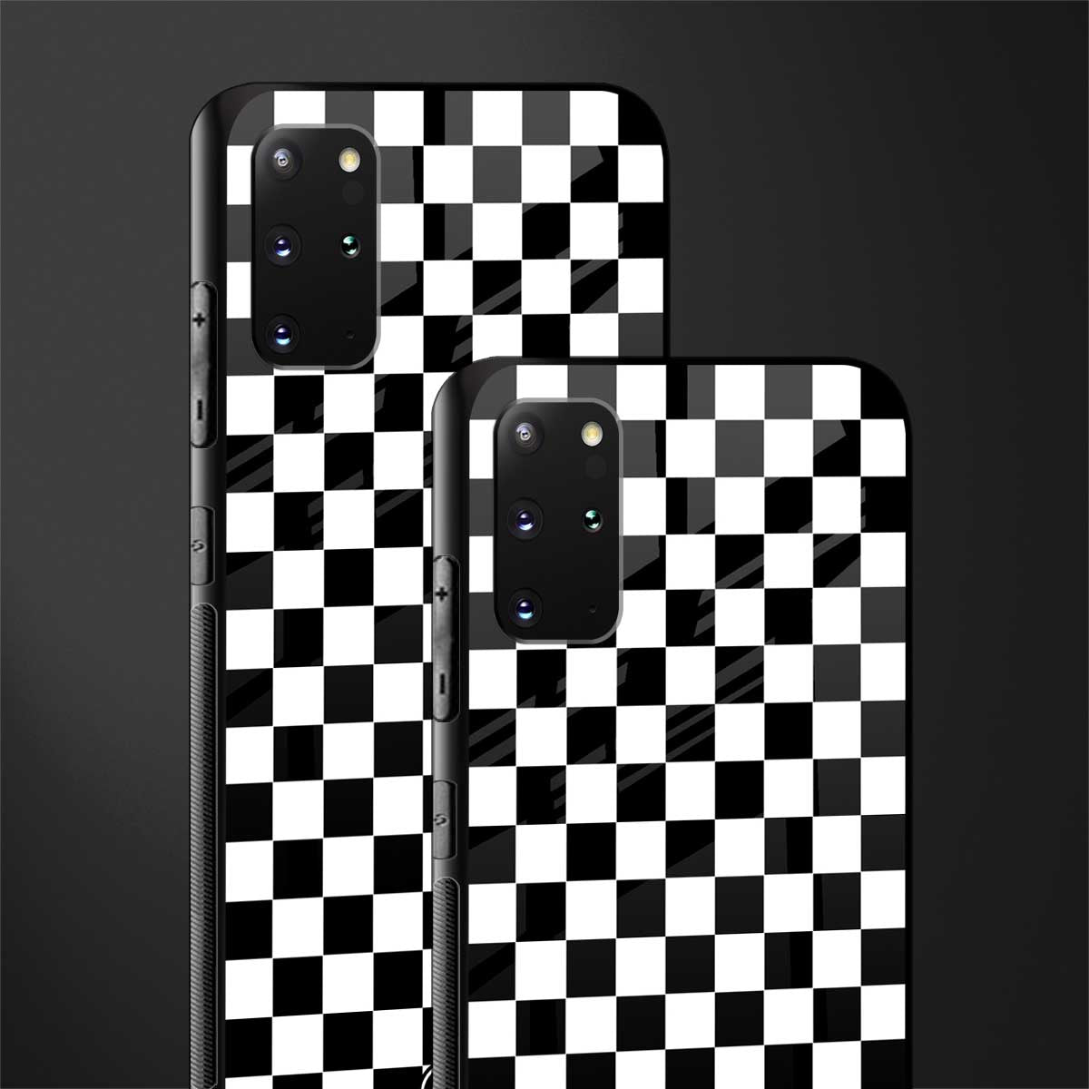 black & white check pattern glass case for samsung galaxy s20 plus image-2