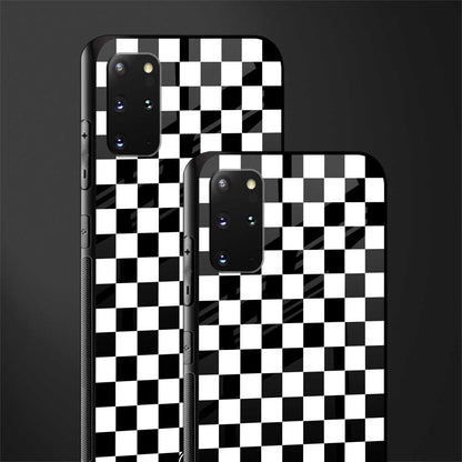 black & white check pattern glass case for samsung galaxy s20 plus image-2