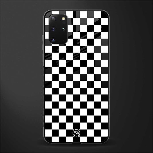 black & white check pattern glass case for samsung galaxy s20 plus image