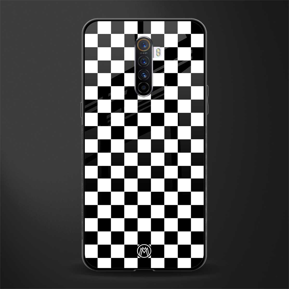 black & white check pattern glass case for realme x2 pro image