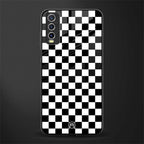 black & white check pattern glass case for vivo y12g image