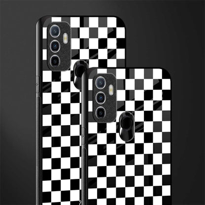 black & white check pattern glass case for oppo a53 image-2