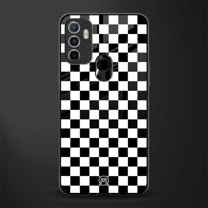 black & white check pattern glass case for oppo a53 image
