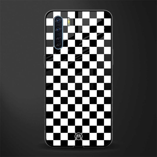 black & white check pattern glass case for oppo f15 image