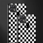 black & white check pattern glass case for oppo a15s image-2