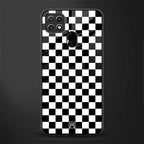 black & white check pattern glass case for oppo a15s image