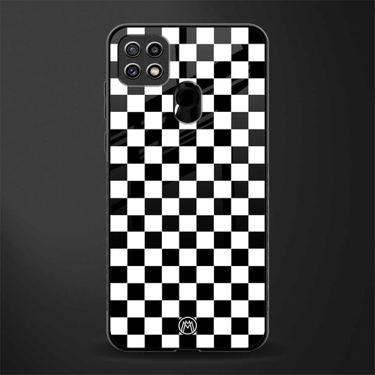 black & white check pattern glass case for oppo a15s image