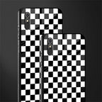 black & white check pattern glass case for redmi 9a image-2