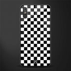 black & white check pattern glass case for redmi 9a image