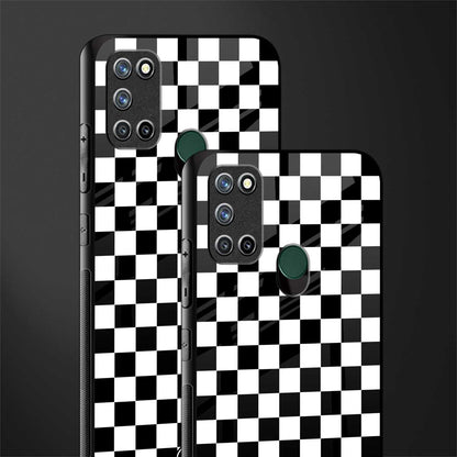 black & white check pattern glass case for realme 7i image-2