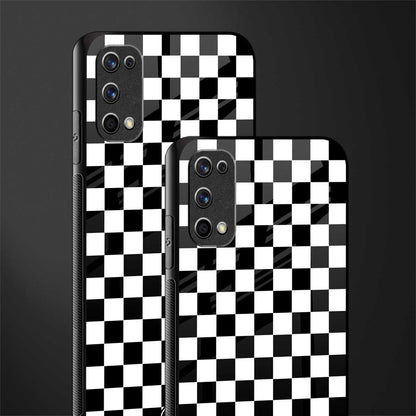 black & white check pattern glass case for realme 7 pro image-2