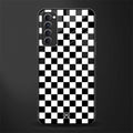 black & white check pattern glass case for oppo reno 4 pro image