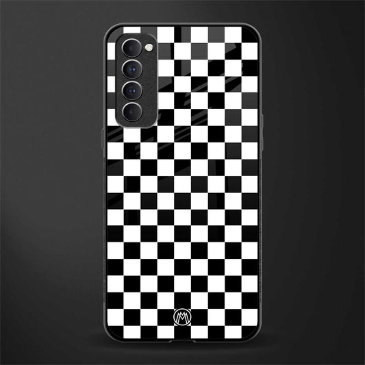 black & white check pattern glass case for oppo reno 4 pro image
