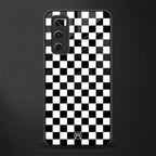 black & white check pattern glass case for vivo v20 se image