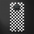 black & white check pattern glass case for mi 10i image