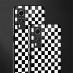 black & white check pattern glass case for vivo y53s image-2