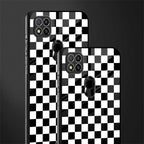 black & white check pattern glass case for poco c31 image-2