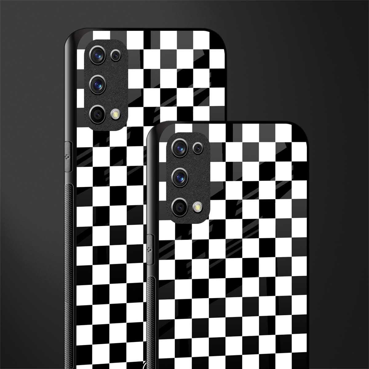 black & white check pattern glass case for realme x7 pro image-2