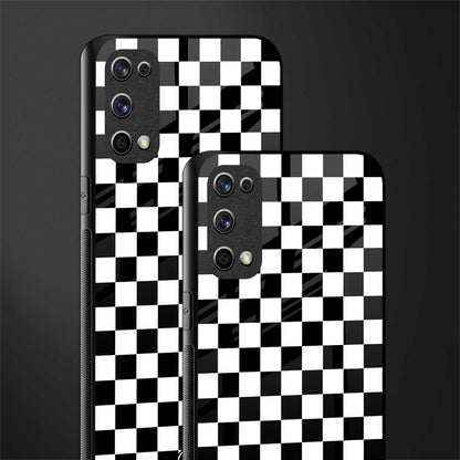 black & white check pattern glass case for realme x7 pro image-2