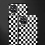 black & white check pattern glass case for samsung galaxy a12 image-2