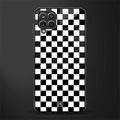 black & white check pattern glass case for samsung galaxy a12 image