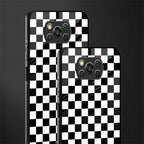 black & white check pattern glass case for poco x3 image-2