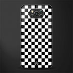 black & white check pattern glass case for poco x3 image