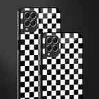 black & white check pattern glass case for samsung galaxy f62 image-2