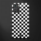black & white check pattern glass case for redmi note 10s image