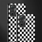 black & white check pattern glass case for redmi note 10 pro image-2