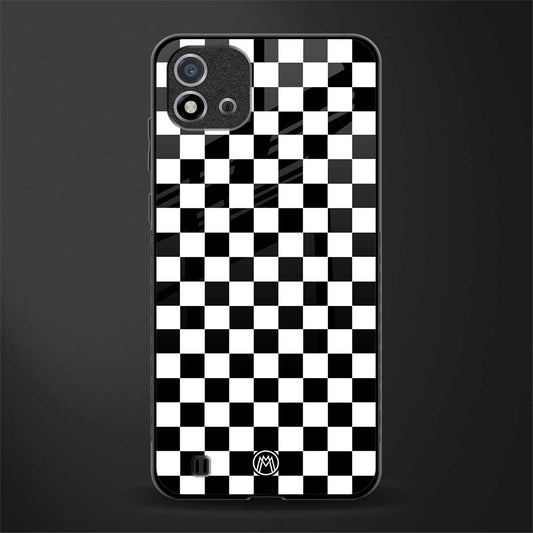 black & white check pattern glass case for realme c20 image