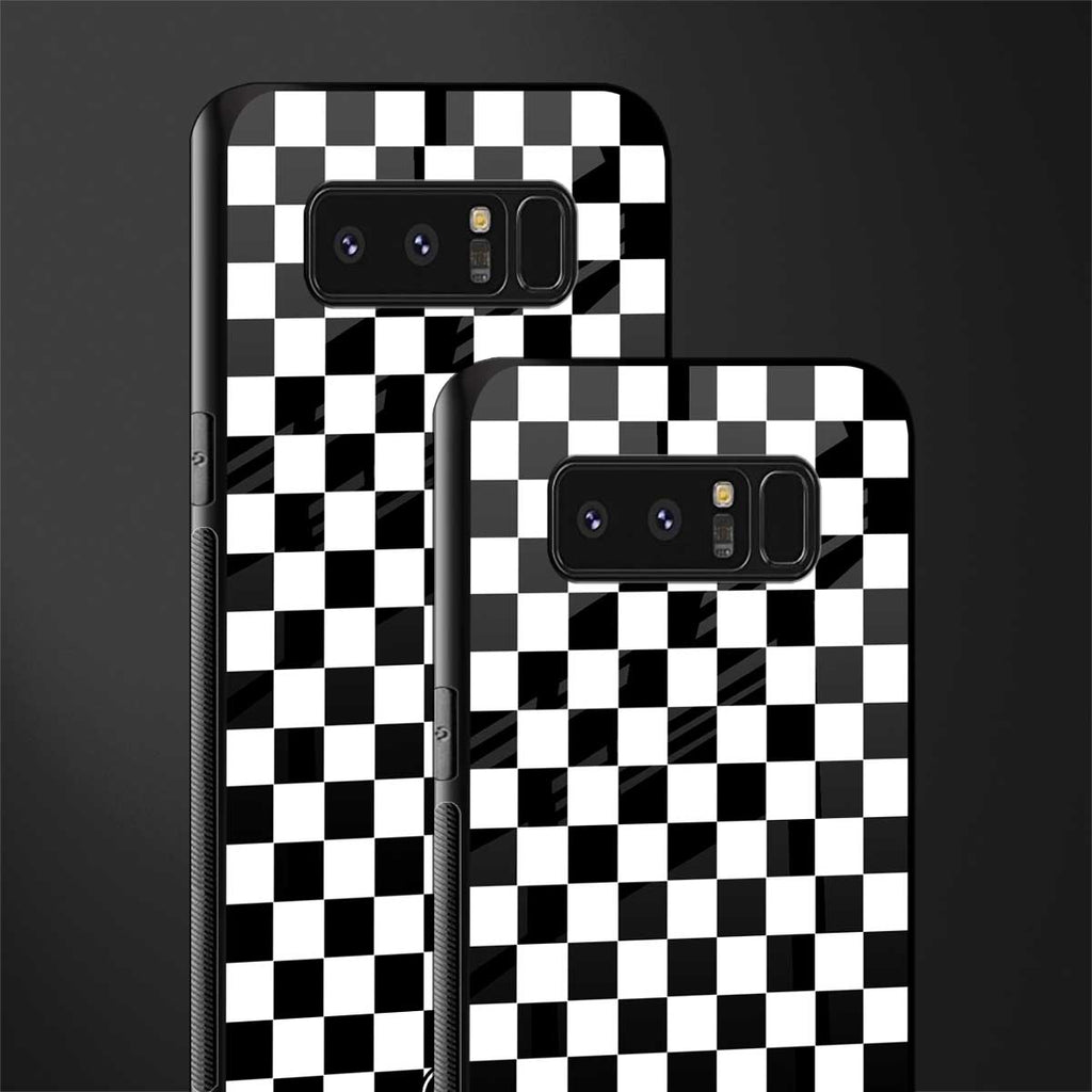 black & white check pattern glass case for samsung galaxy note 8 image-2