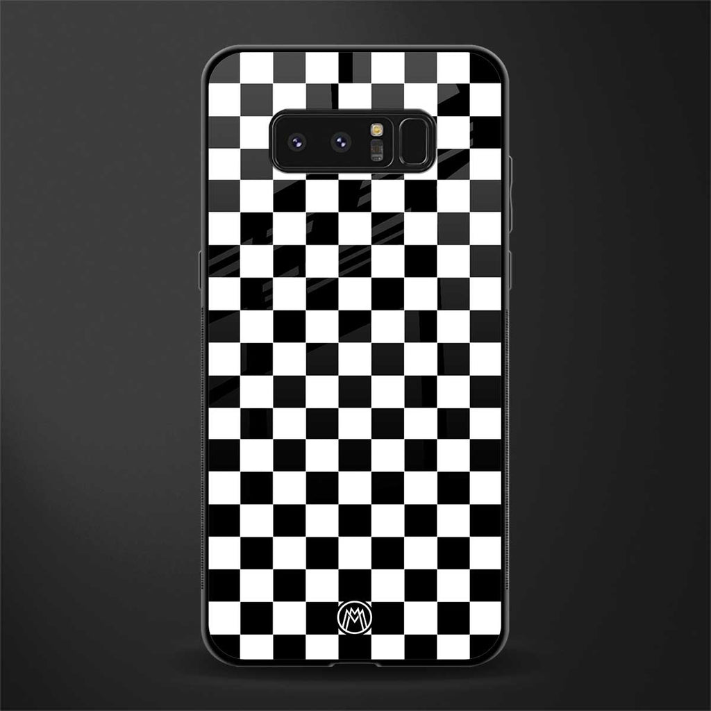 black & white check pattern glass case for samsung galaxy note 8 image