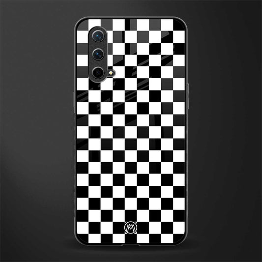 black & white check pattern glass case for oneplus nord ce 5g image