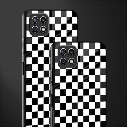black & white check pattern glass case for samsung galaxy a22 5g image-2