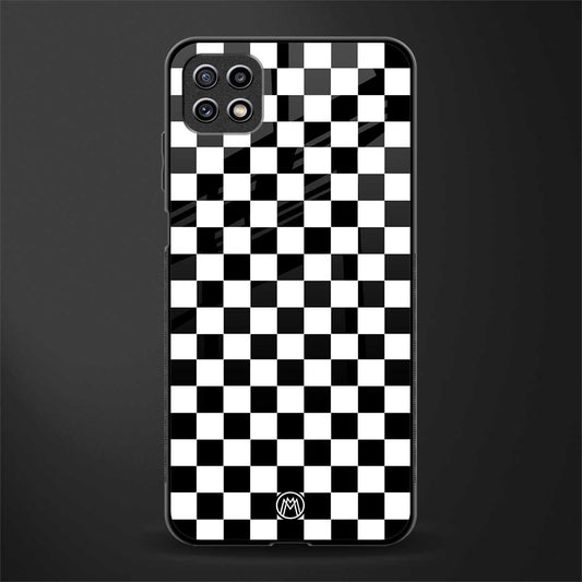 black & white check pattern glass case for samsung galaxy a22 5g image