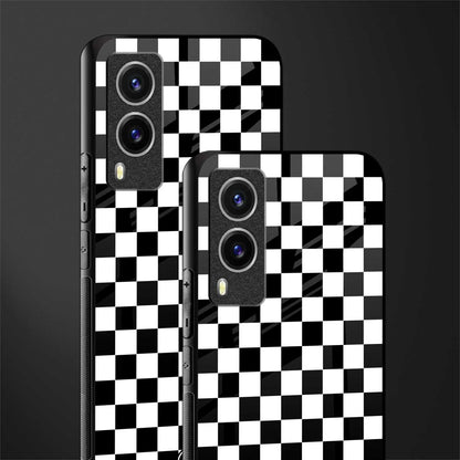 black & white check pattern glass case for vivo v21e 5g image-2