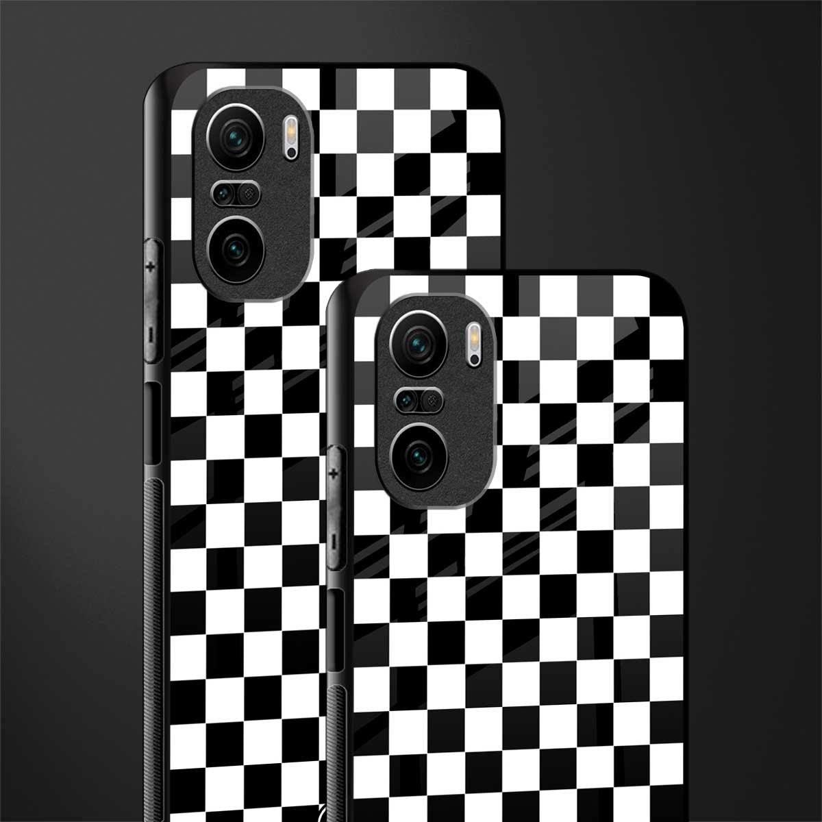 black & white check pattern glass case for mi 11x 5g image-2