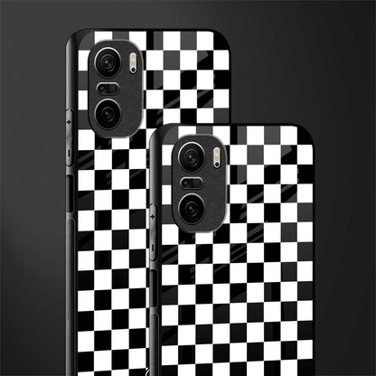 black & white check pattern glass case for mi 11x 5g image-2