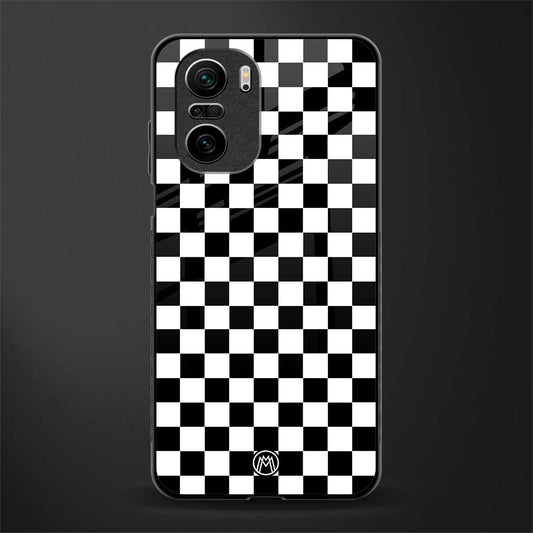 black & white check pattern glass case for mi 11x 5g image