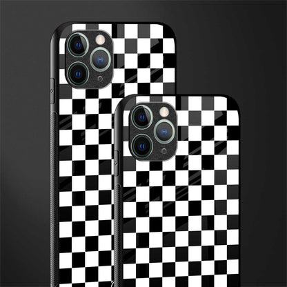 black & white check pattern glass case for iphone 11 pro image-2