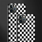 black & white check pattern glass case for iphone 11 pro max image-2