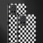 black & white check pattern glass case for vivo y21s image-2