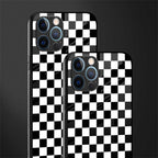 black & white check pattern glass case for iphone 12 pro max image-2