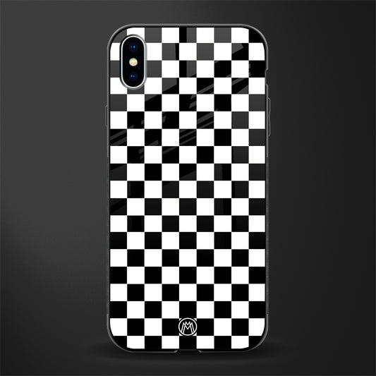black & white check pattern glass case for iphone xs max image